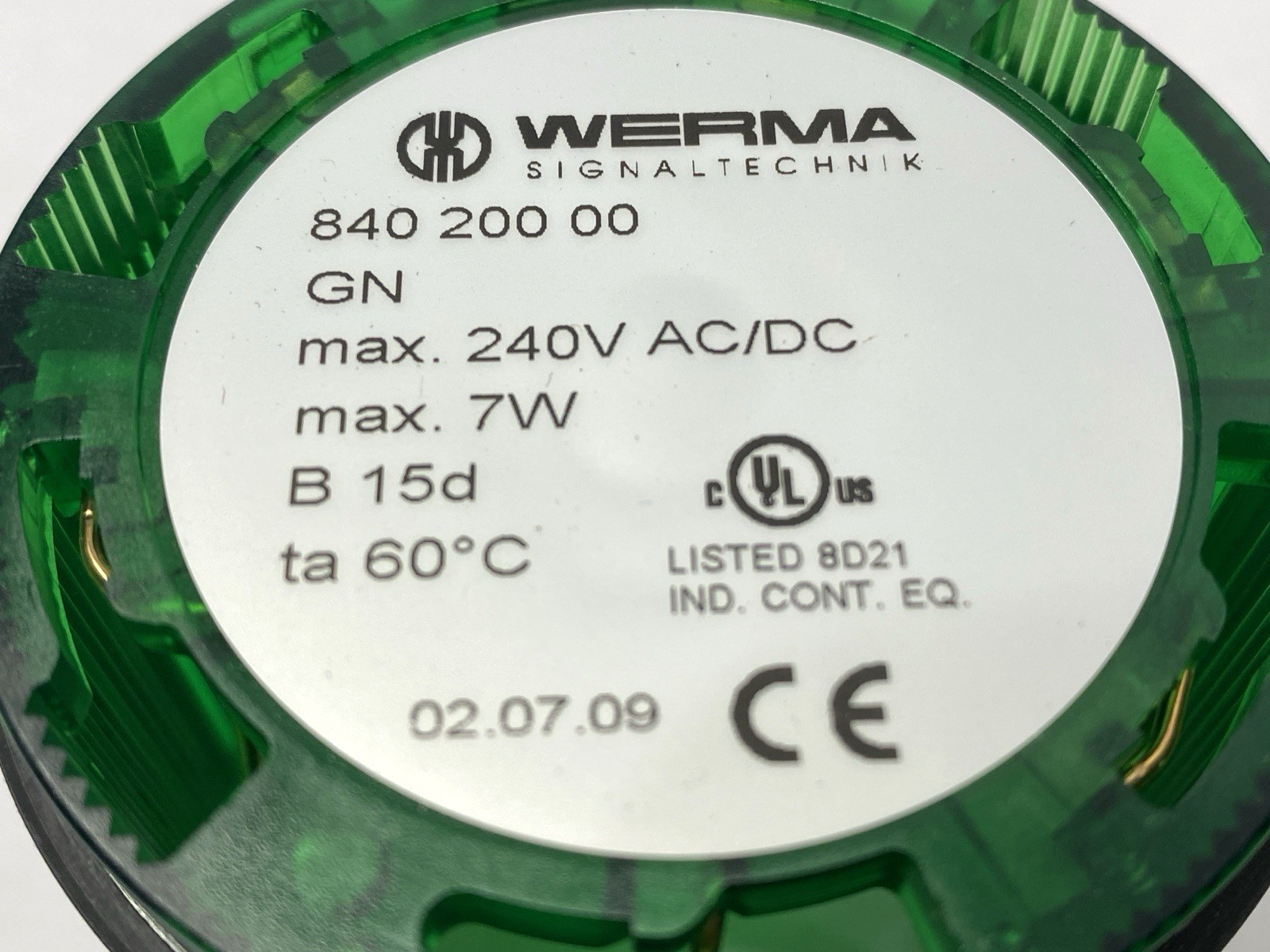 Werma 84020000 Green Permanent Light Element 70mm Diameter 12-230VAC/DC GN - Maverick Industrial Sales