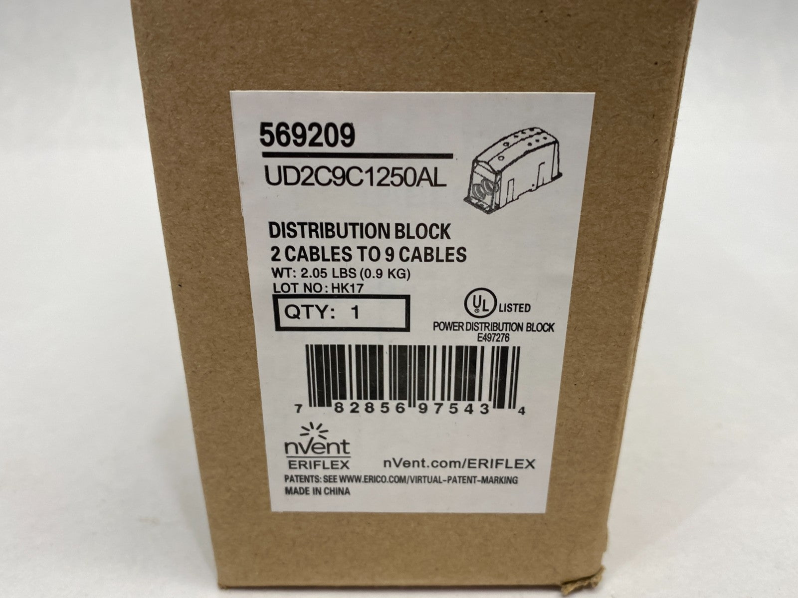 569209 | nVent Eriflex Power Distribution Block 2 Cables to 9 Cables UD2C9C1250AL - New - Maverick Industrial Sales
