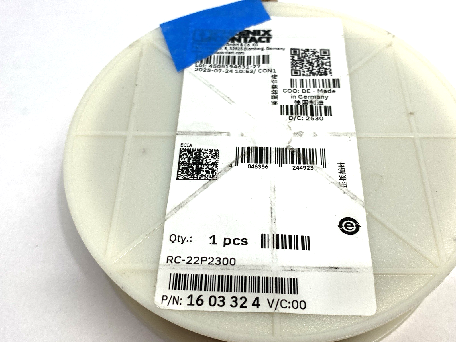 Phoenix Contact RC-22P2300 Crimp Contact, Pin, Rolled, 1603324 ROLL OF ABOUT 400 - Maverick Industrial Sales
