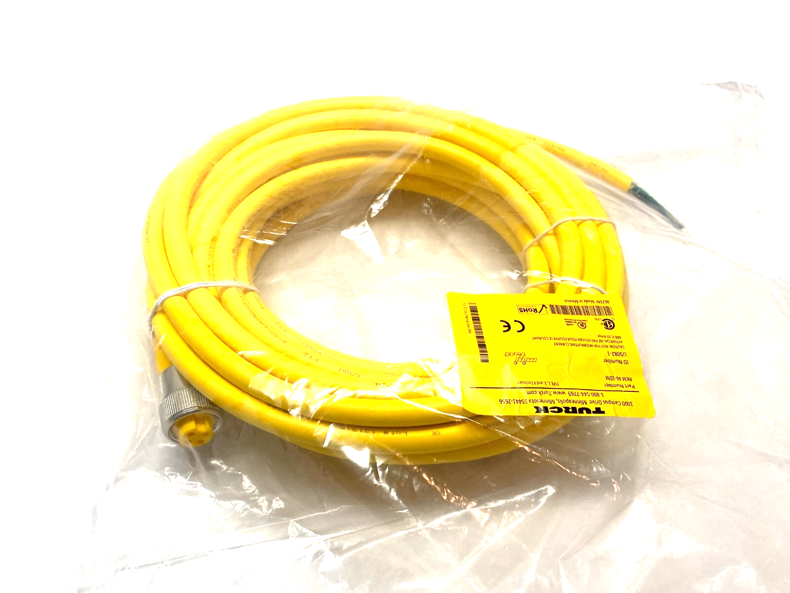 Turck RKM 46-10M Minifast Single Ended Cordset 7/8"-16 UN Female 4-Pin U5082-1 - Maverick Industrial Sales