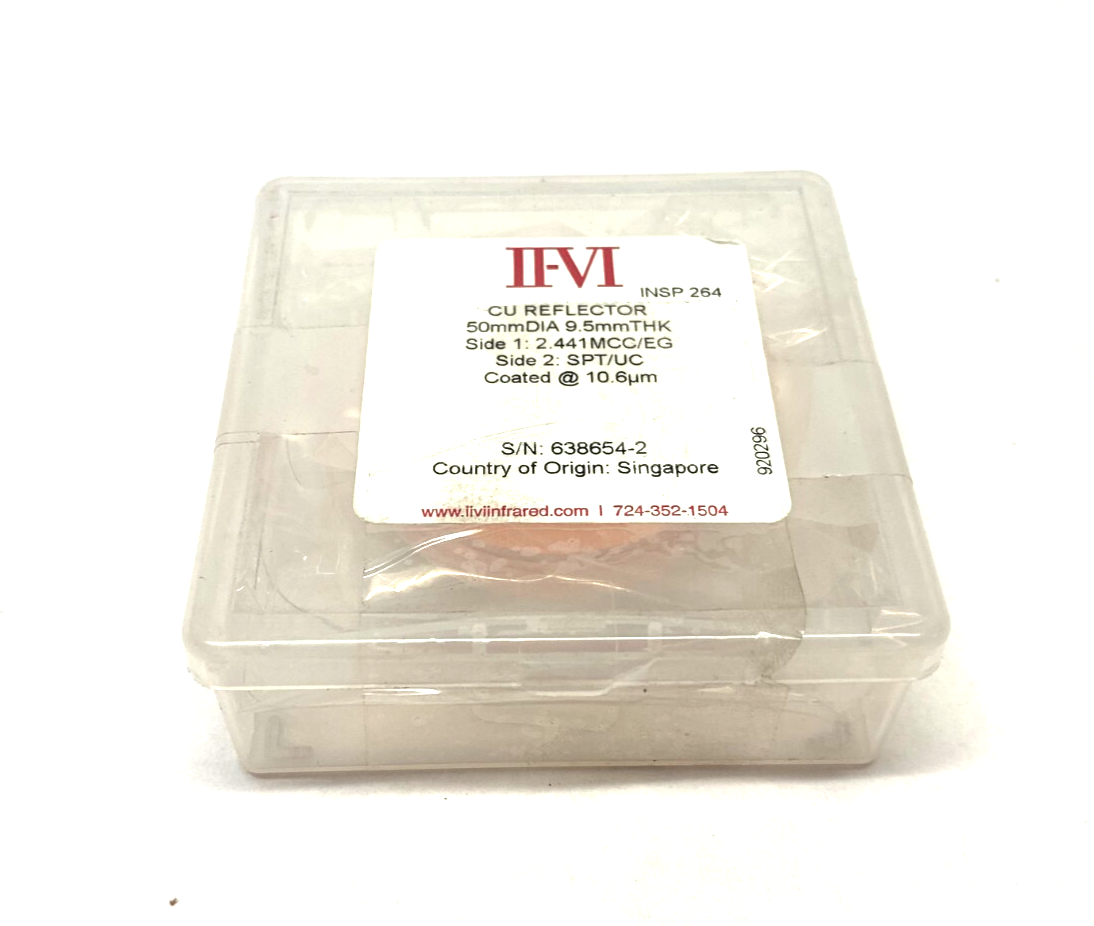 II-VI Infrared 920296 CU Reflector 50mm Dia. 9.5mm Thick 2.441MCC/EG, SPT/UC - Maverick Industrial Sales