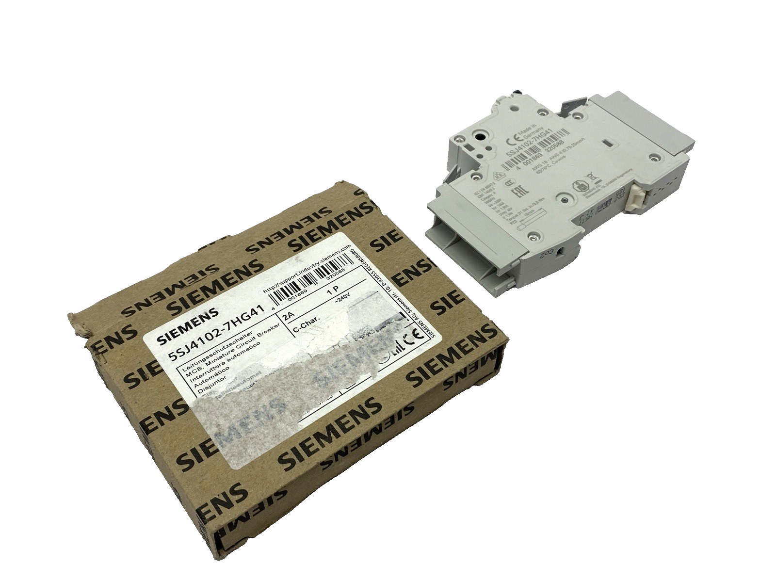 Siemens 5SJ4102-7HG41 Miniature Circuit Breaker 1-Pole C-Trip 240V 14kA 2A - Maverick Industrial Sales