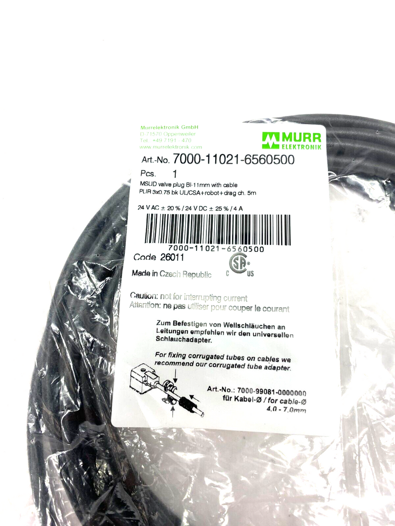 Murrelektronik 7000-11021-6560500 MSUD Valve Plug BI-11mm w/ Cable - Maverick Industrial Sales