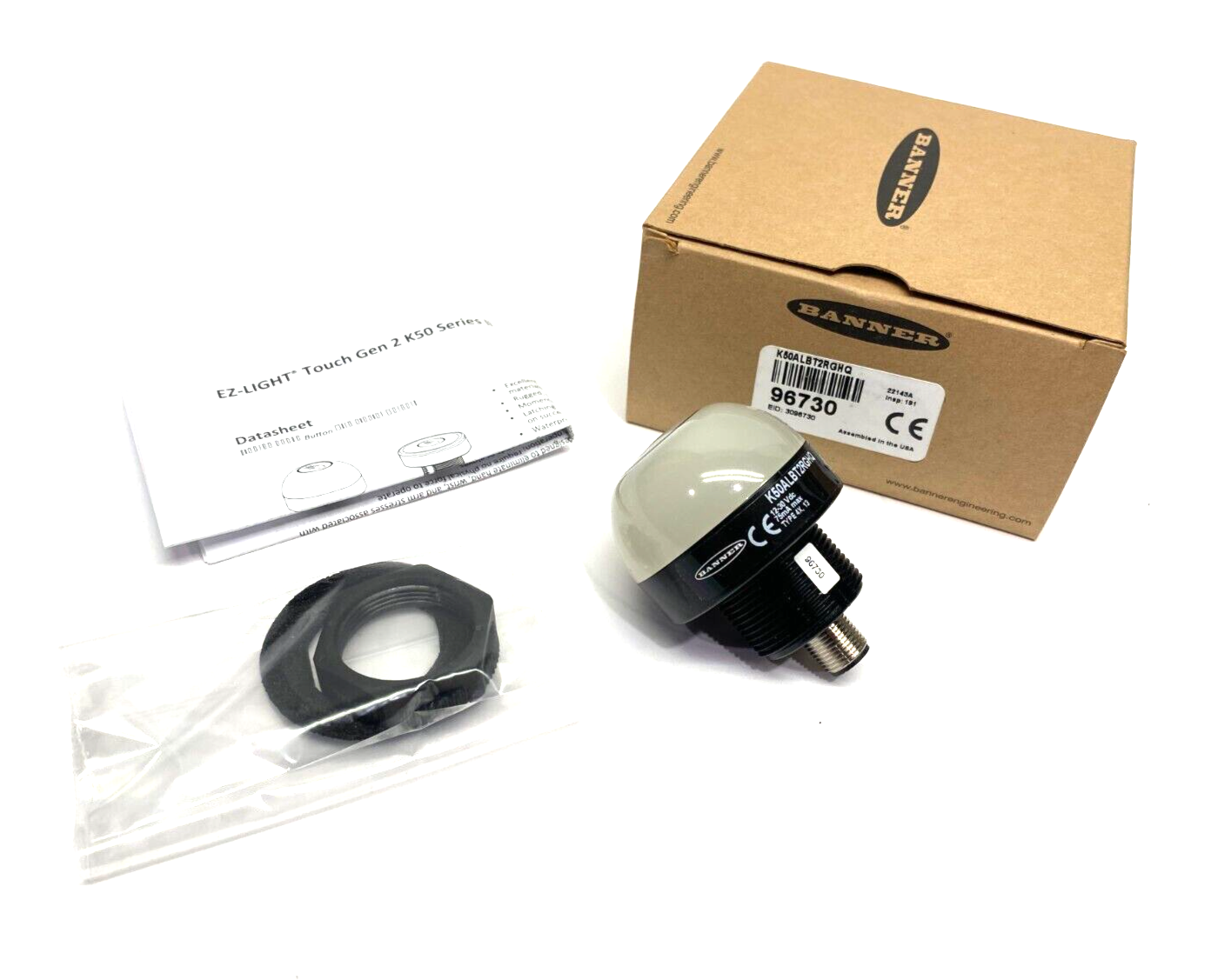 Banner K50ALBT2RGHQ EZ-LIGHT Illuminated 2-Color Touch Sensor 2nd Gen 96730 - Maverick Industrial Sales