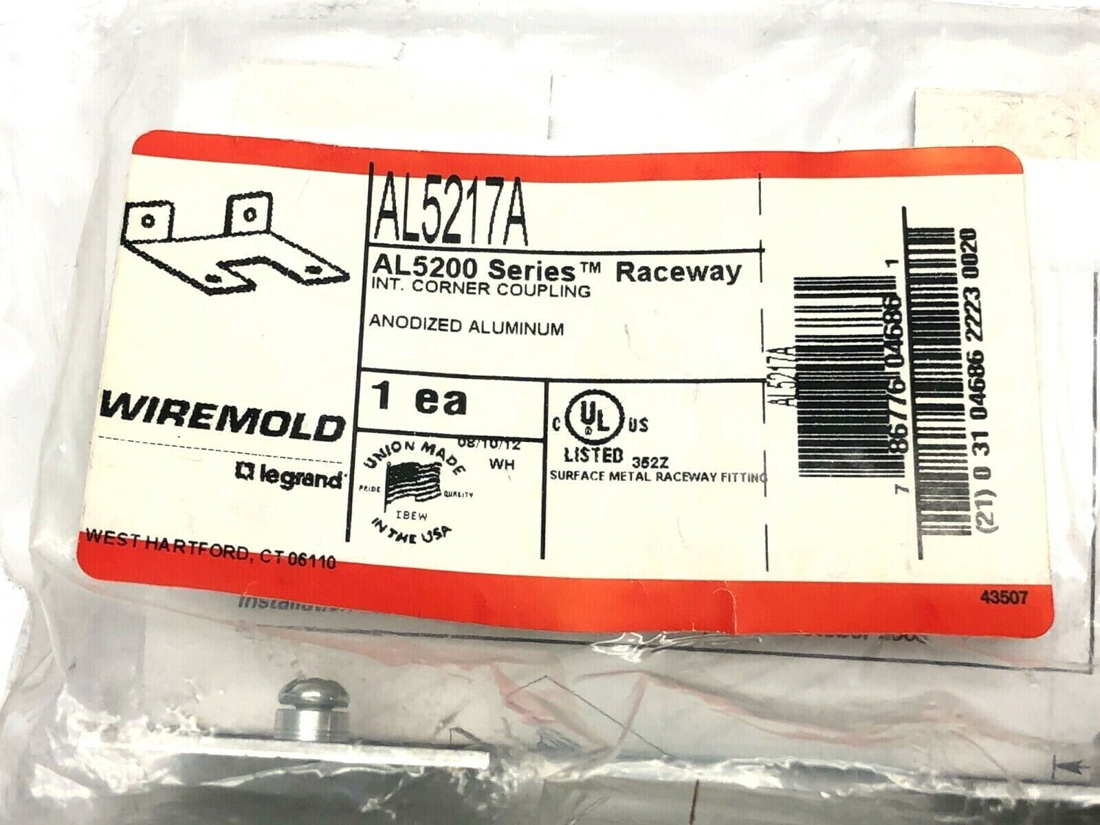 Wiremold AL517A Raceway Corner Coupling - Maverick Industrial Sales