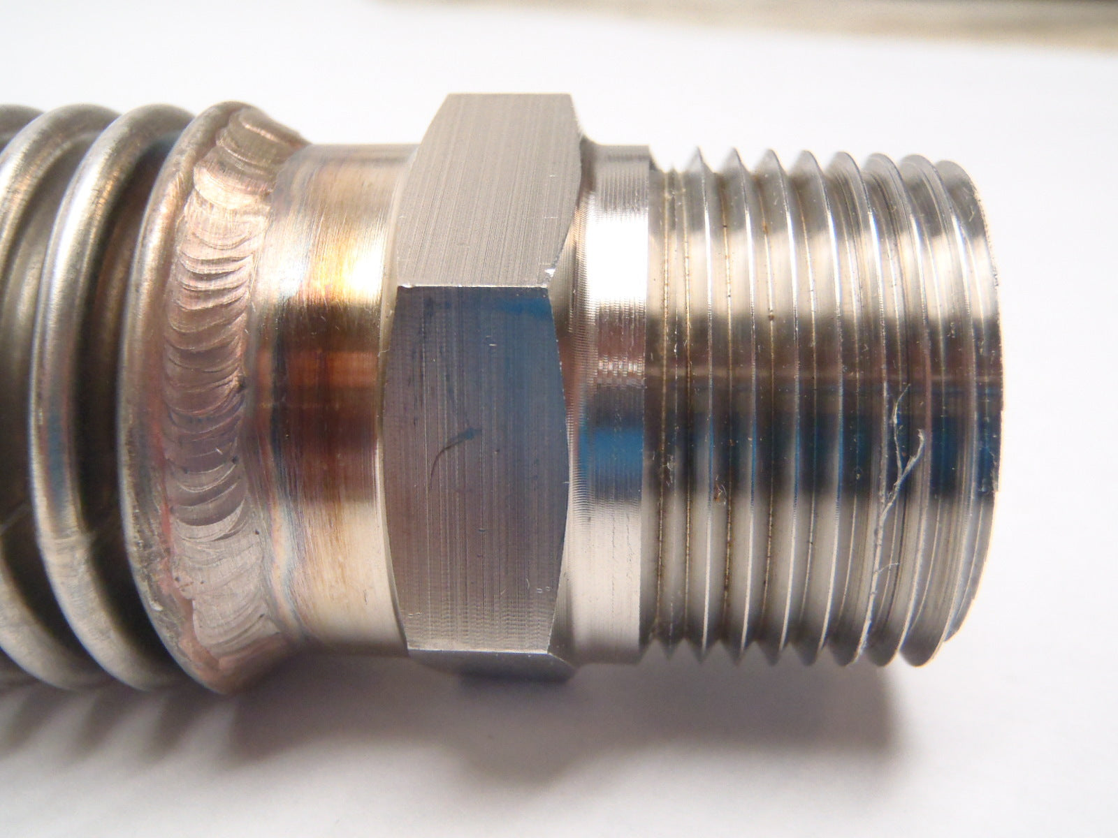 24" OAL 1" Inch ID Convoluted Stainless Steel Tubing 1-5/16"-12 Threaded Ends - Maverick Industrial Sales