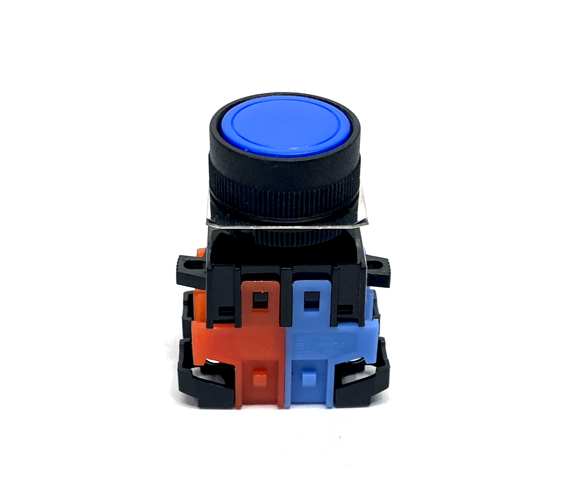 Koino KH-2201EB-11B Push Button Switch 22mm, Momentary, Blue, 125/250VAC - Maverick Industrial Sales