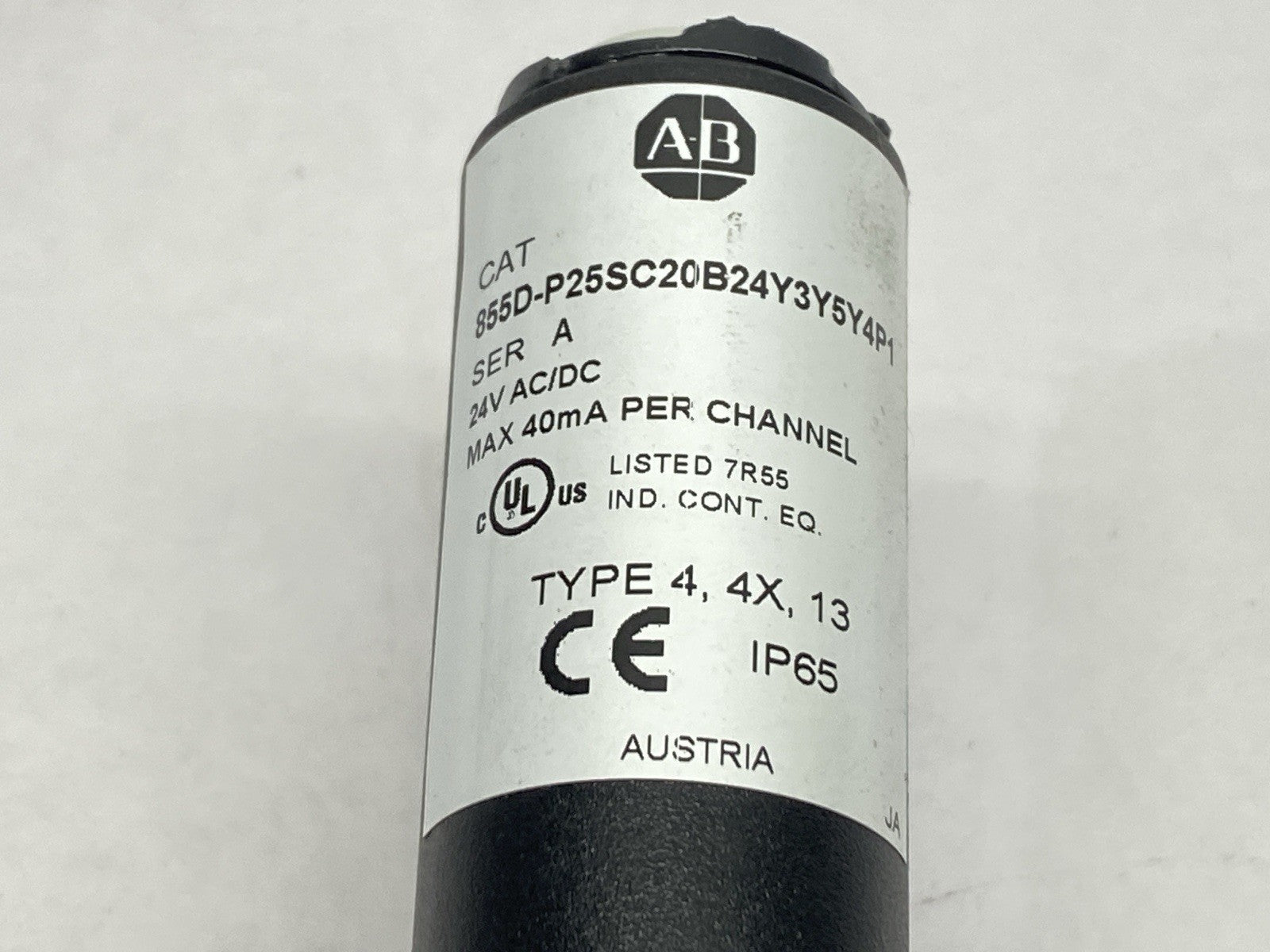 Allen Bradley 855D-P25SC20B24Y3Y5Y4P1 Ser A Stack Light SHORT CORD - Maverick Industrial Sales