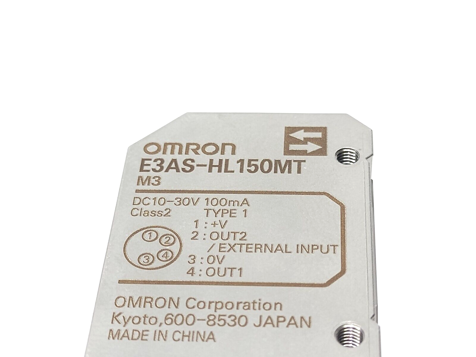 Omron E3AS-HL150MT Photoelectric Sensor, Spot Beam 35-150mm, PNP, M8 4-Pin - Maverick Industrial Sales