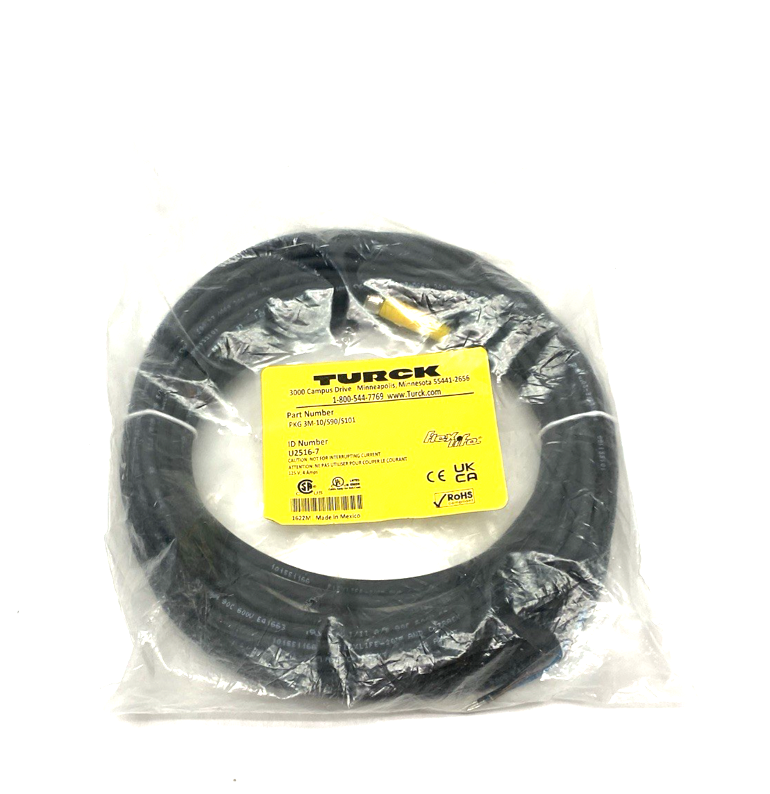 PKG 3M-10/S90/S101 | Turck Flexlife Single Ended Cable M8 Female U2516-7 - New - Maverick Industrial Sales