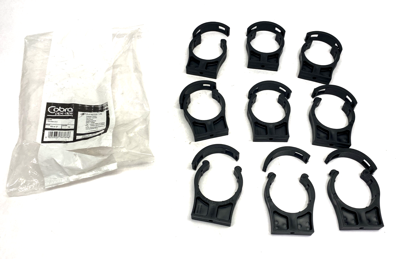 Cobra 13-434-311 Size 63 or 2" Pipe Clips LOT OF 9 - New – Open box - Maverick Industrial Sales