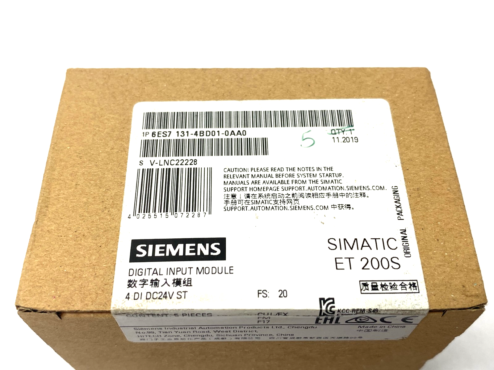 Siemens 6ES7 131-4BD01-0AA0 SIMATIC ET 200S Digital Input Module BOX OF 5 - Maverick Industrial Sales