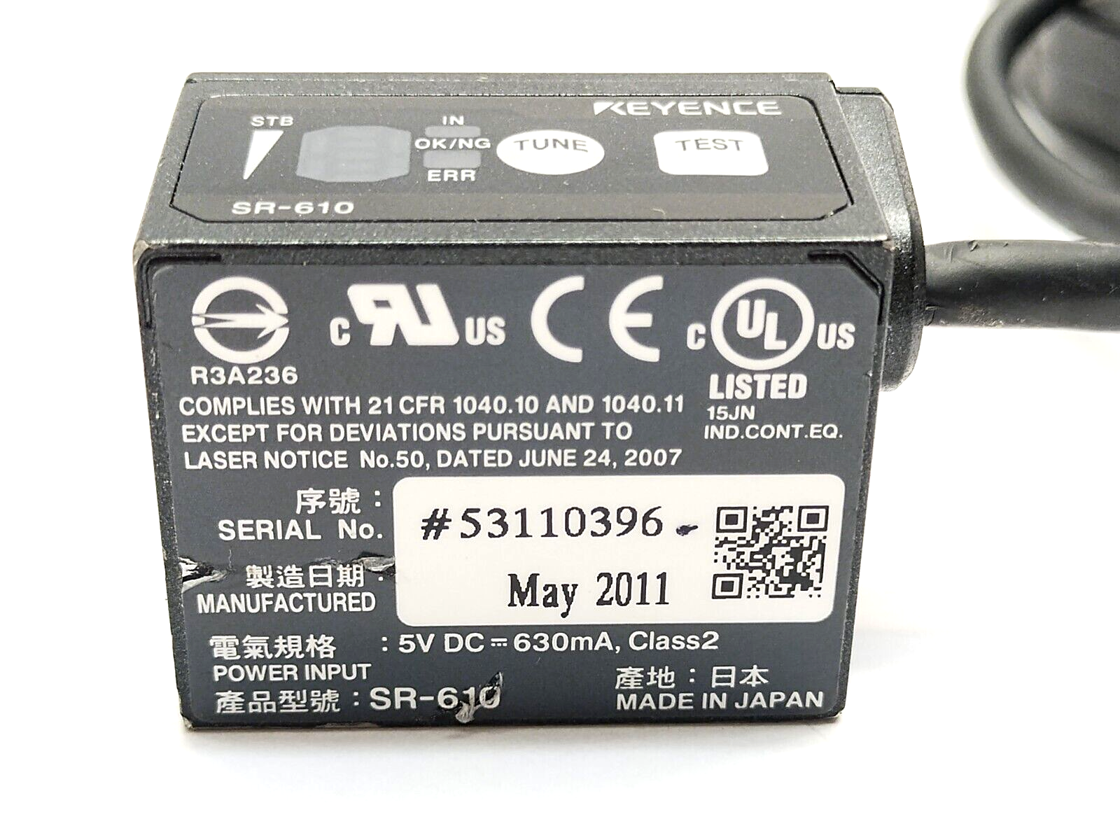 Keyence SR-610 Ultra Small 2D Barcode Code Reader, Medium-Distance Type - Maverick Industrial Sales