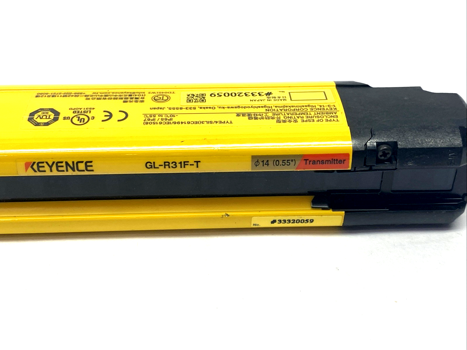 GL-R31F-T | Keyence Safety Light Curtain Transmitter, 31 Optical Axes - Used - Maverick Industrial Sales