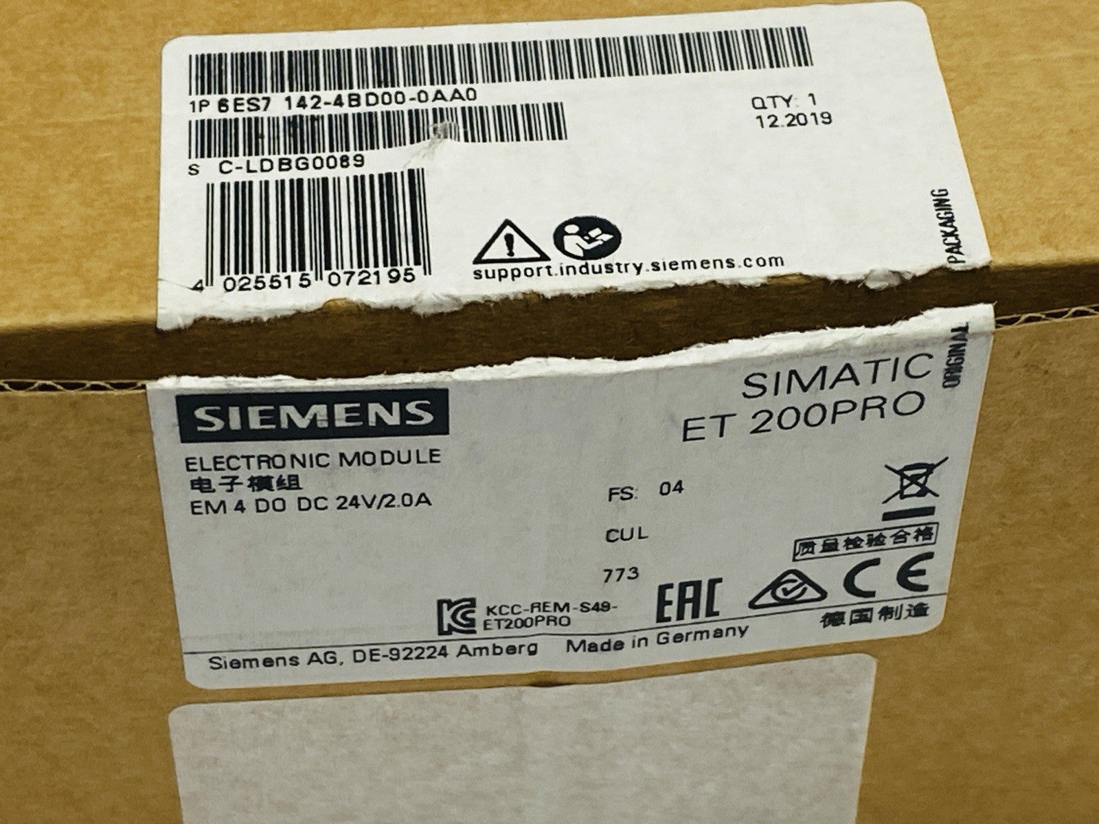 Siemens 6ES7142-4BD00-0AA0 SIMATIC ET 200PRO Electronic Module - Maverick Industrial Sales