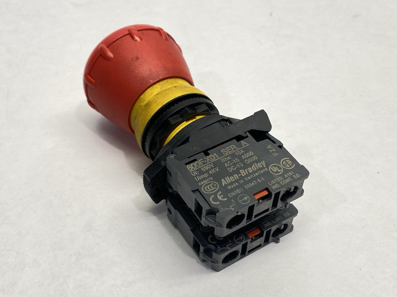 Allen Bradley 800FP-MT44 Emergency Stop Pushbutton w/ 800F-ALP 2x 800F-X01 - Maverick Industrial Sales