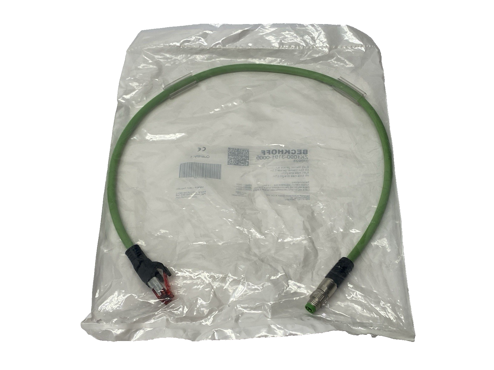 Beckhoff ZK1090-3191-0005 Double-Ended Ethernet Cable RJ45 to M8 070923 - Maverick Industrial Sales
