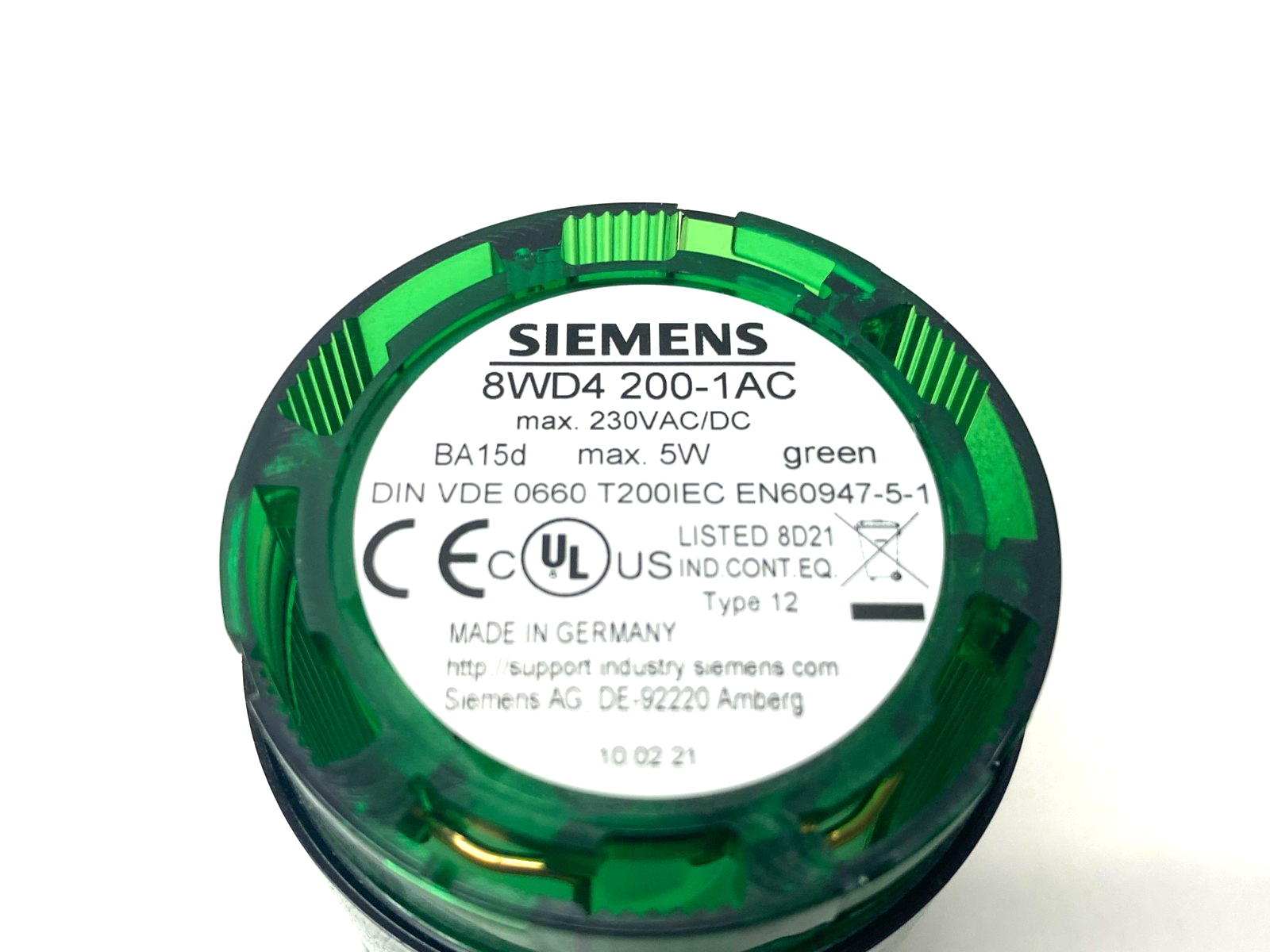 Siemens 8WD4 200-1AC 50mm Steady-Light Element Green 12-230V AC/DC - Maverick Industrial Sales