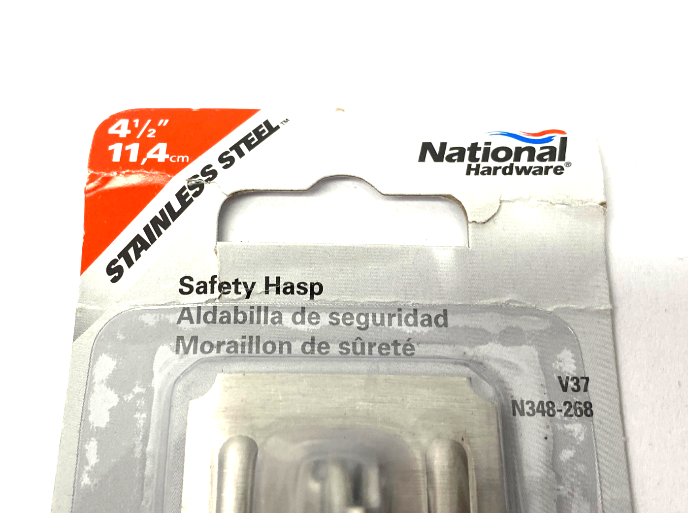 National Hardware N348-268 Stainless Steel Safety Hasp 4-1/2" - Maverick Industrial Sales