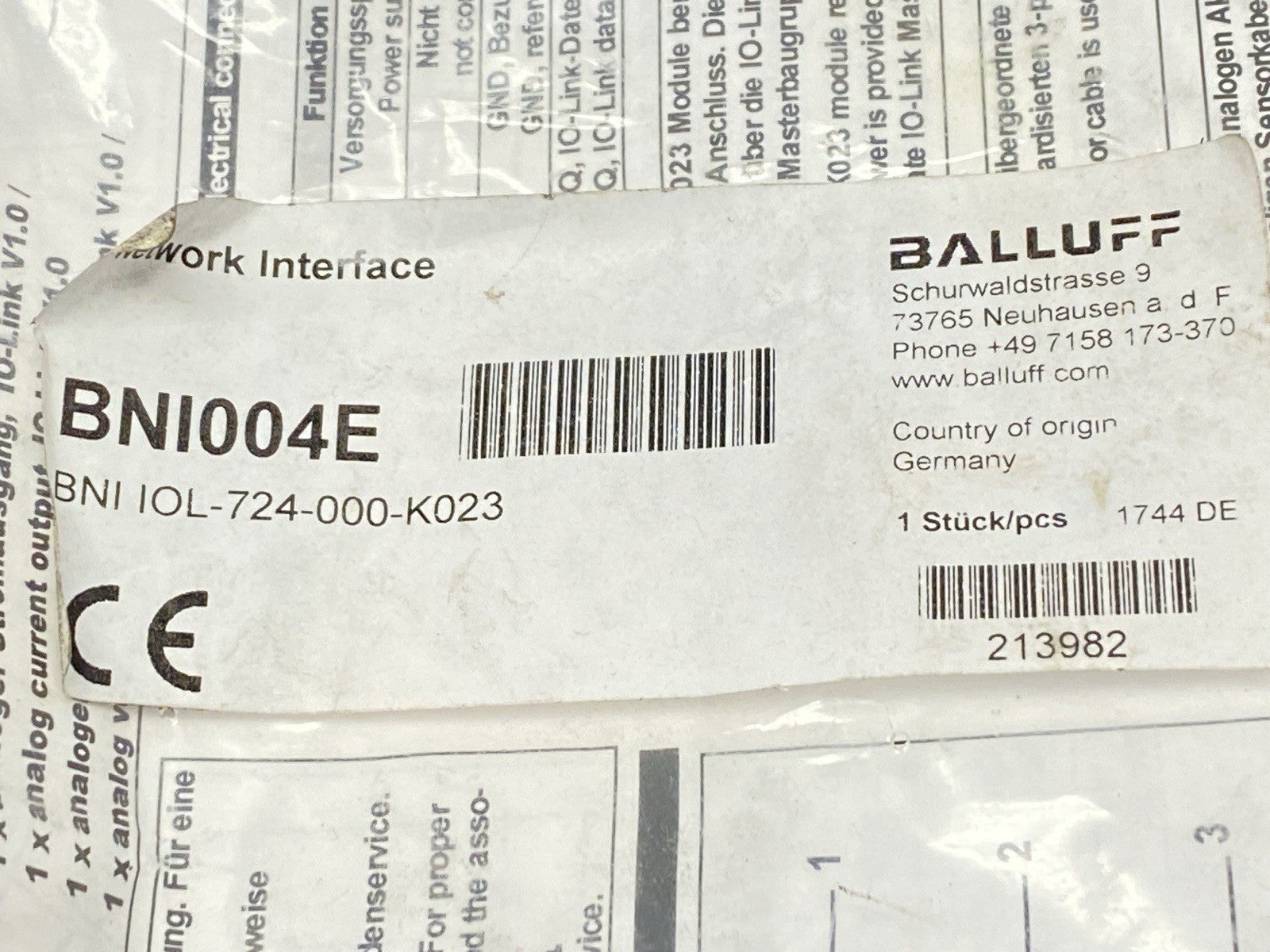 BNI004E | Balluff Signal Converter Communication Adapter BNI IOL-724-000-K023 - New - Maverick Industrial Sales