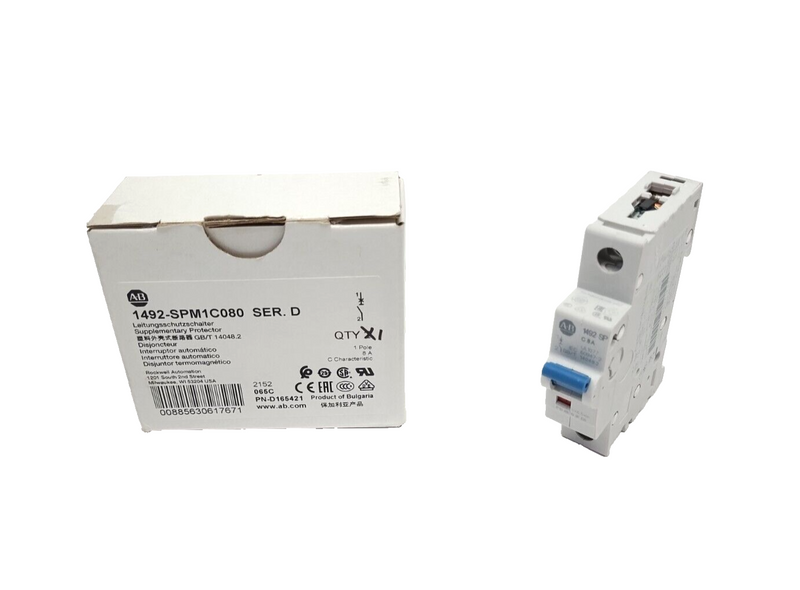 Allen Bradley 1492-SPM1C080 Ser. D Supplementary Miniature Circuit Breaker 8A - Maverick Industrial Sales