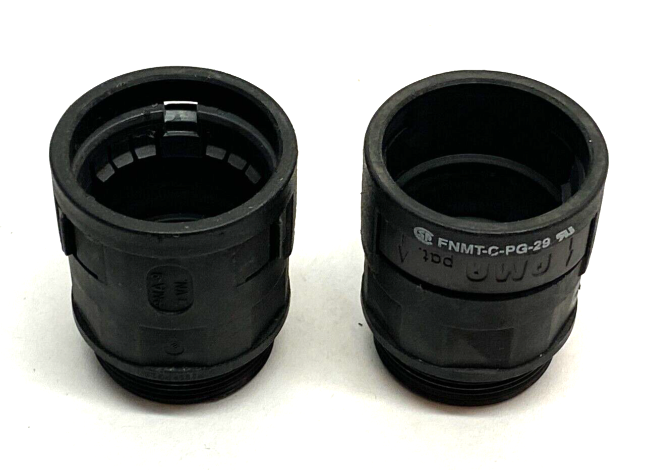 PMA Flex FNMT-C-PG-29 Straight Plastic Conduit Fitting 29mm Black LOT OF 2 - Used - Maverick Industrial Sales