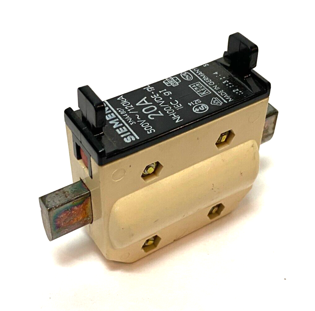 3NA4807 | Siemens Centered Tag Fuse Link Insert 20A 500V~/120kA NH00/VDE - Used - Maverick Industrial Sales