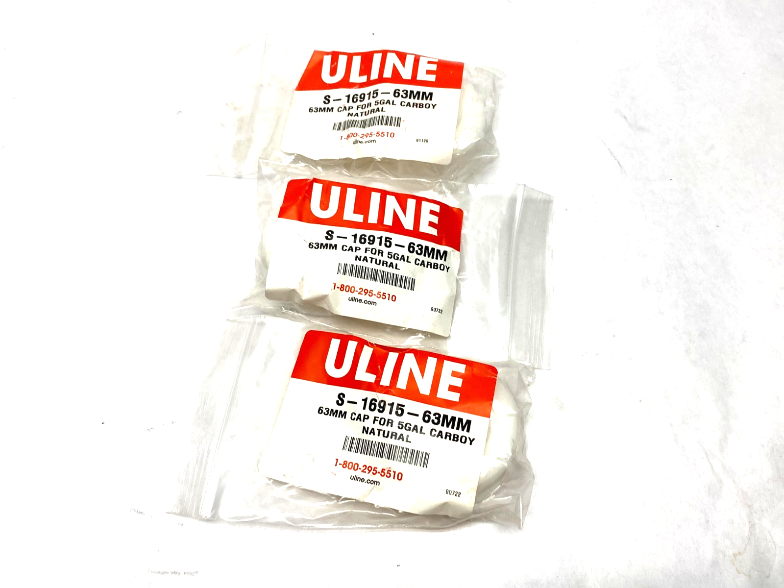 S-16915-63MM | Uline Cap for 5gal Carboy 63mm LOT OF 3 - New - Maverick Industrial Sales