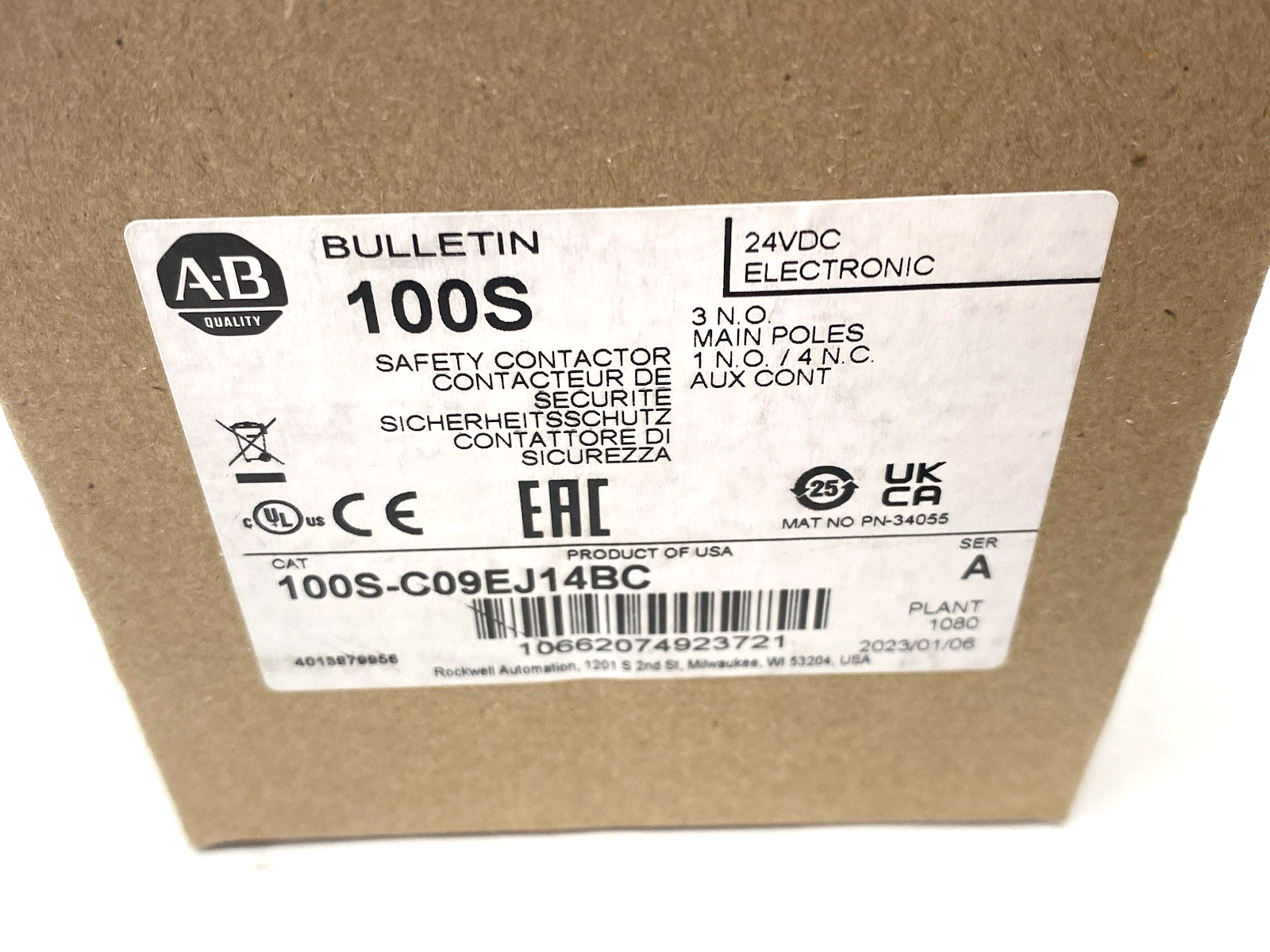 Allen Bradley 100S-C09EJ14BC Ser. A Guardmaster Safety Contactor 3 NO Main - Maverick Industrial Sales