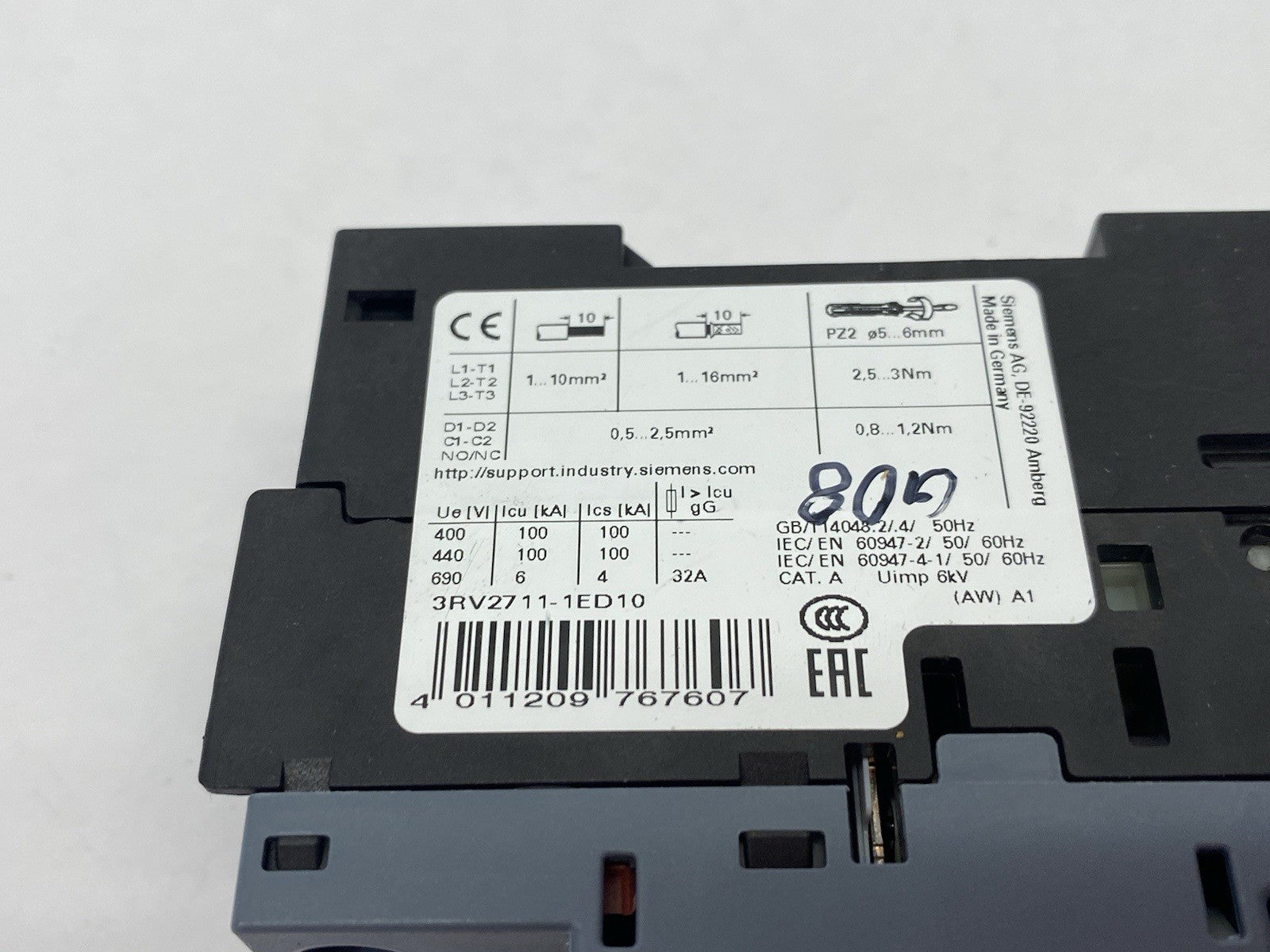 Siemens 3RV2711-1ED10 SIRIUS Motor Starter Circuit Breaker Frame, Size S00, 3P - Maverick Industrial Sales