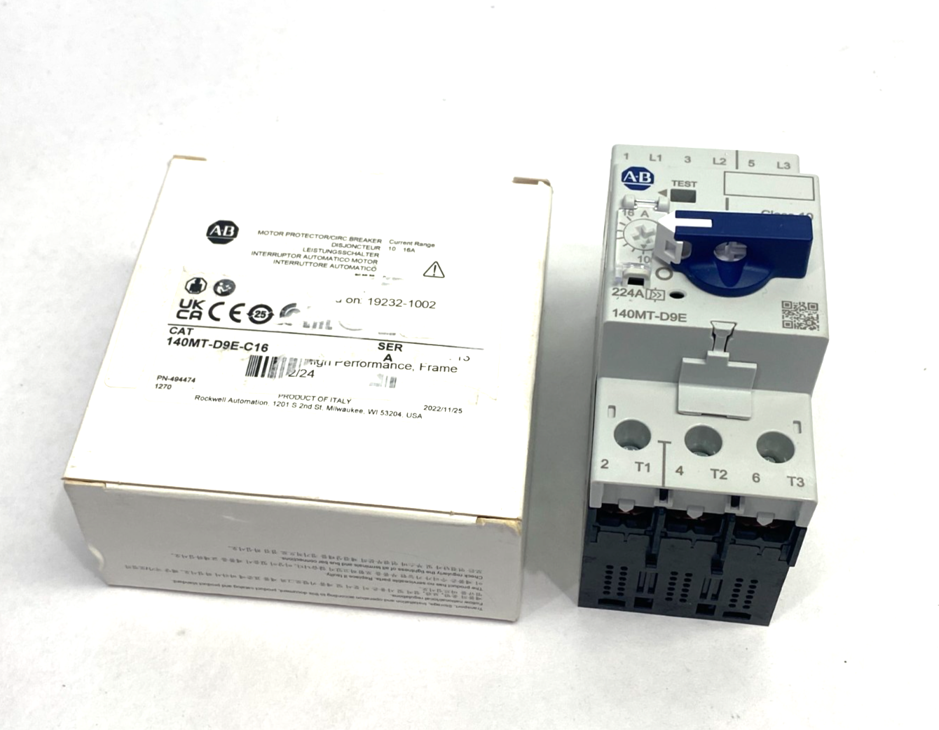 140MT-D9E-C16 | Allen Bradley Ser. A Motor Protection Breaker 10-16A - New – Open box - Maverick Industrial Sales