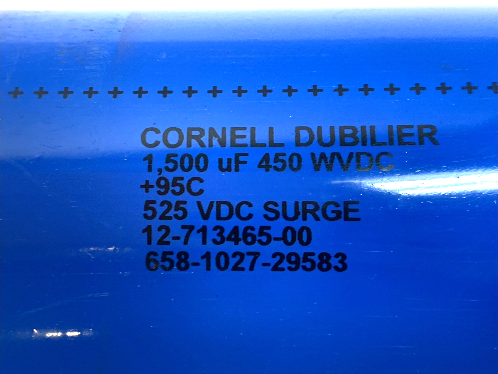 12-713465-00 | Cornell Dubilier Capacitor 1500µF 450VDC 525V Surge +95°C - Used - Maverick Industrial Sales