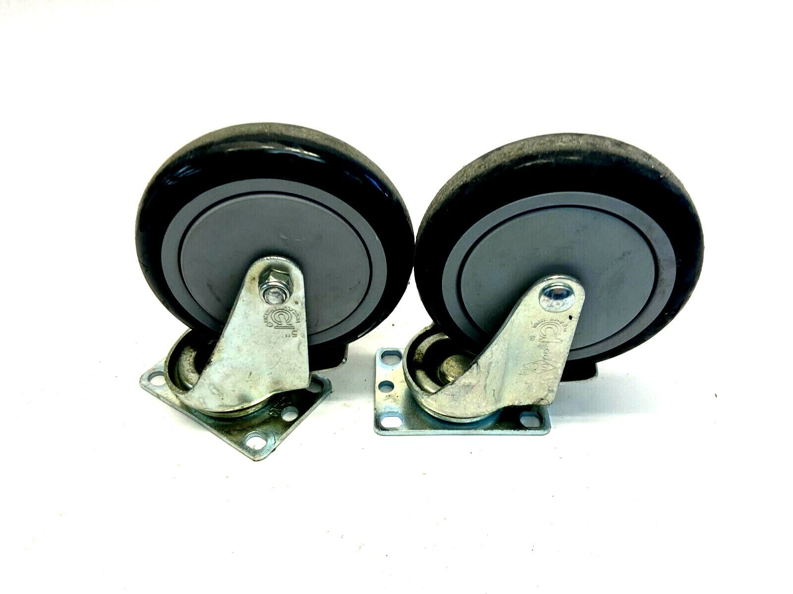 Durable Plate Mount Cam Brake Swivel Casters Poly Pro A 5" x 1-1/4" LOT OF 2 - Maverick Industrial Sales