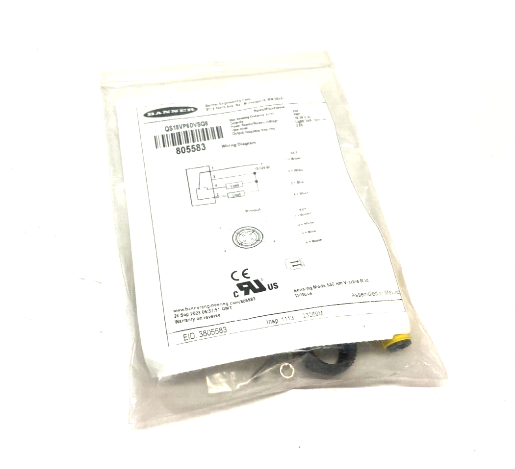 Banner QS18VP6DVSQ8 WORLD-BEAM All Purpose Photoelectric Sensor M12 Inte. 805583 - Maverick Industrial Sales