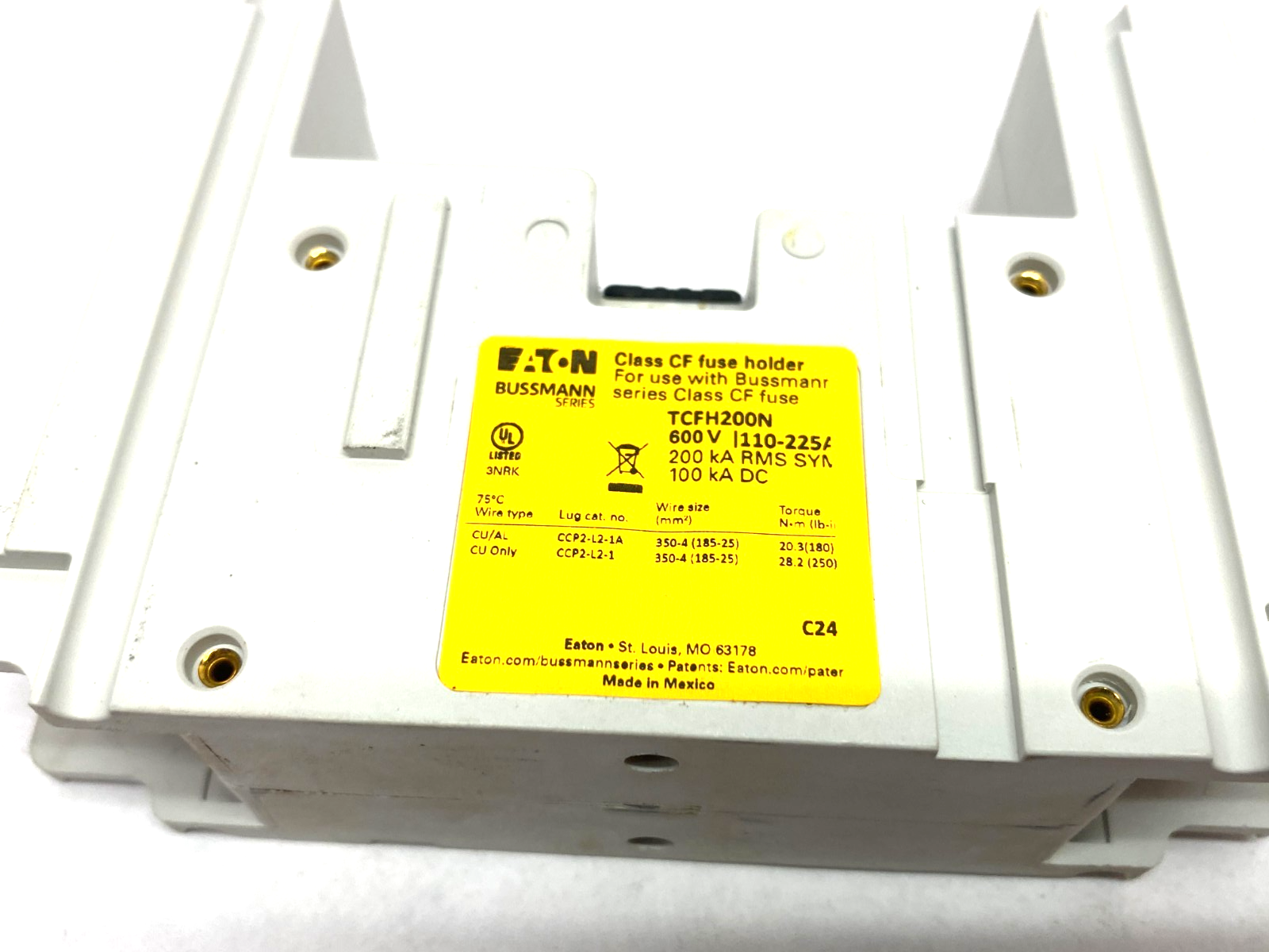 Eaton TCFH200N Bussmann Series Fuse Holder 1-Pole 110-225A Class CF Fuse - Maverick Industrial Sales