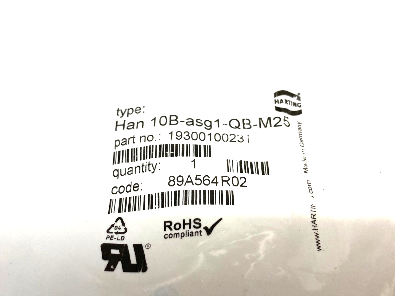 Harting 19300100231 Surface Mount Housing Han B Base Surface HC 2 Levers 1 x M25 - Maverick Industrial Sales