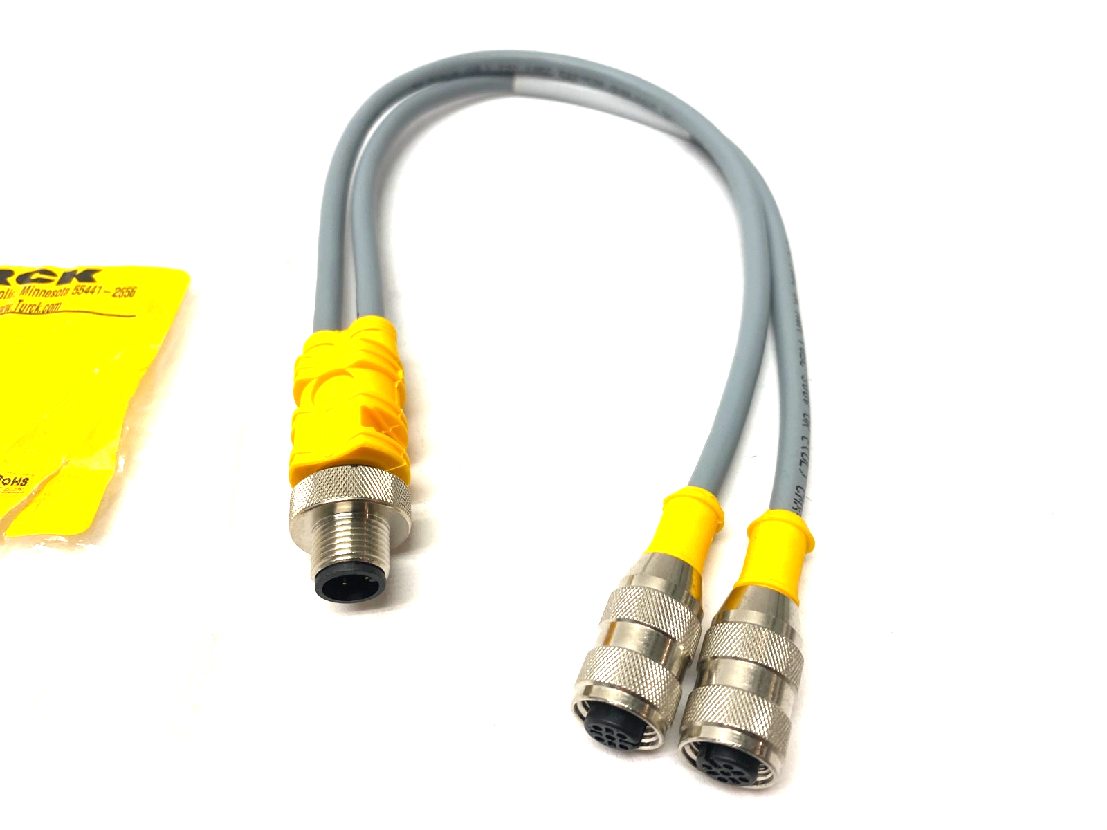 Turck VBRS 4.4-2RK 4T-0.3/0.3 Splitter Cable 2-Branch, M M12 to 2x F M12, U0117 - Maverick Industrial Sales