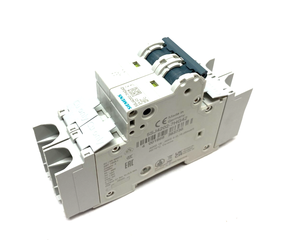 Siemens 5SJ4202-7HG42 Miniature Circuit Breaker 2-Pole - Maverick Industrial Sales