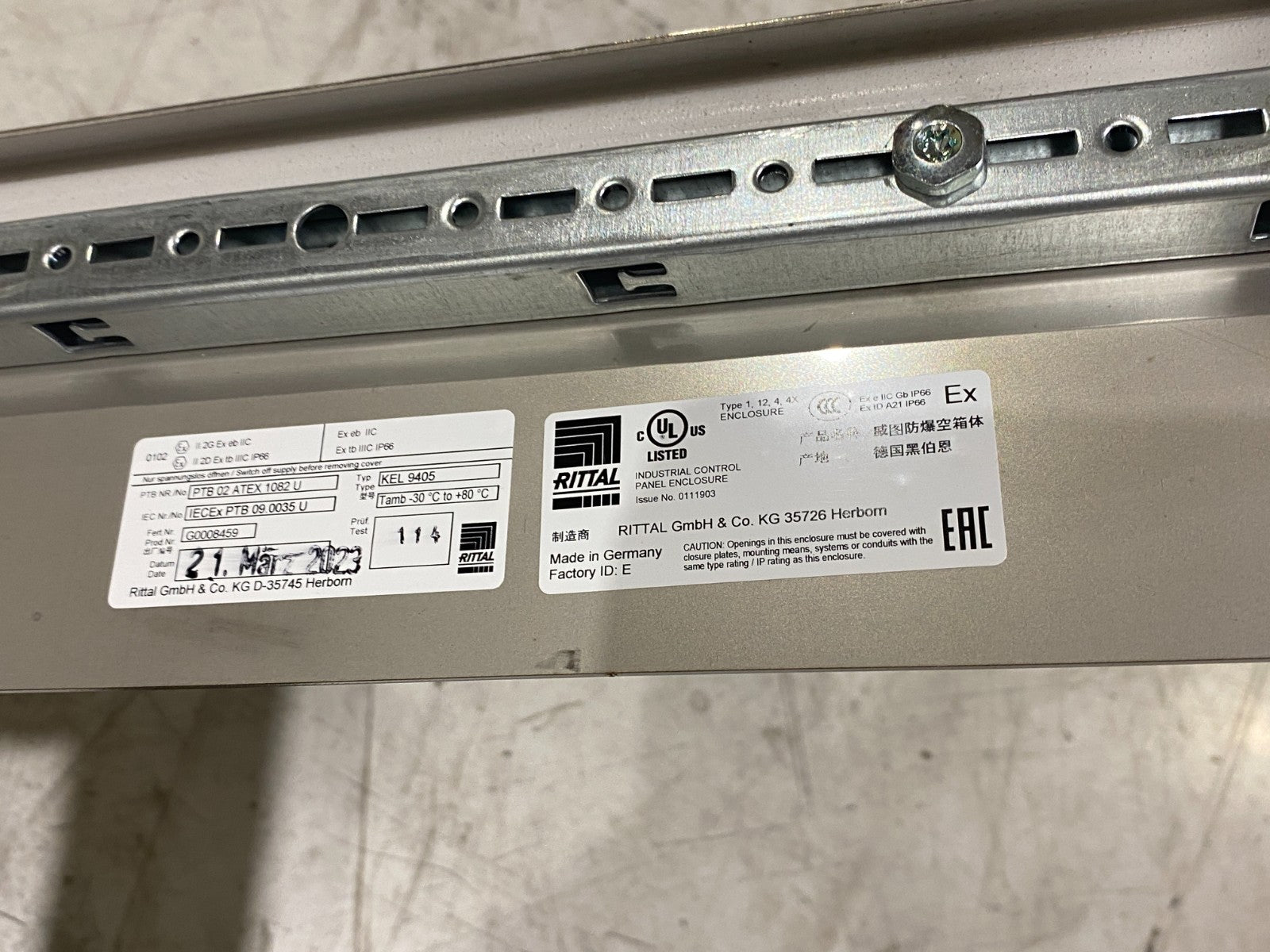 9405600 | Rittal KEL 9405.600 Stainless Steel Enclosure 600x600x210mm HOLE CUT - New – Open box - Maverick Industrial Sales