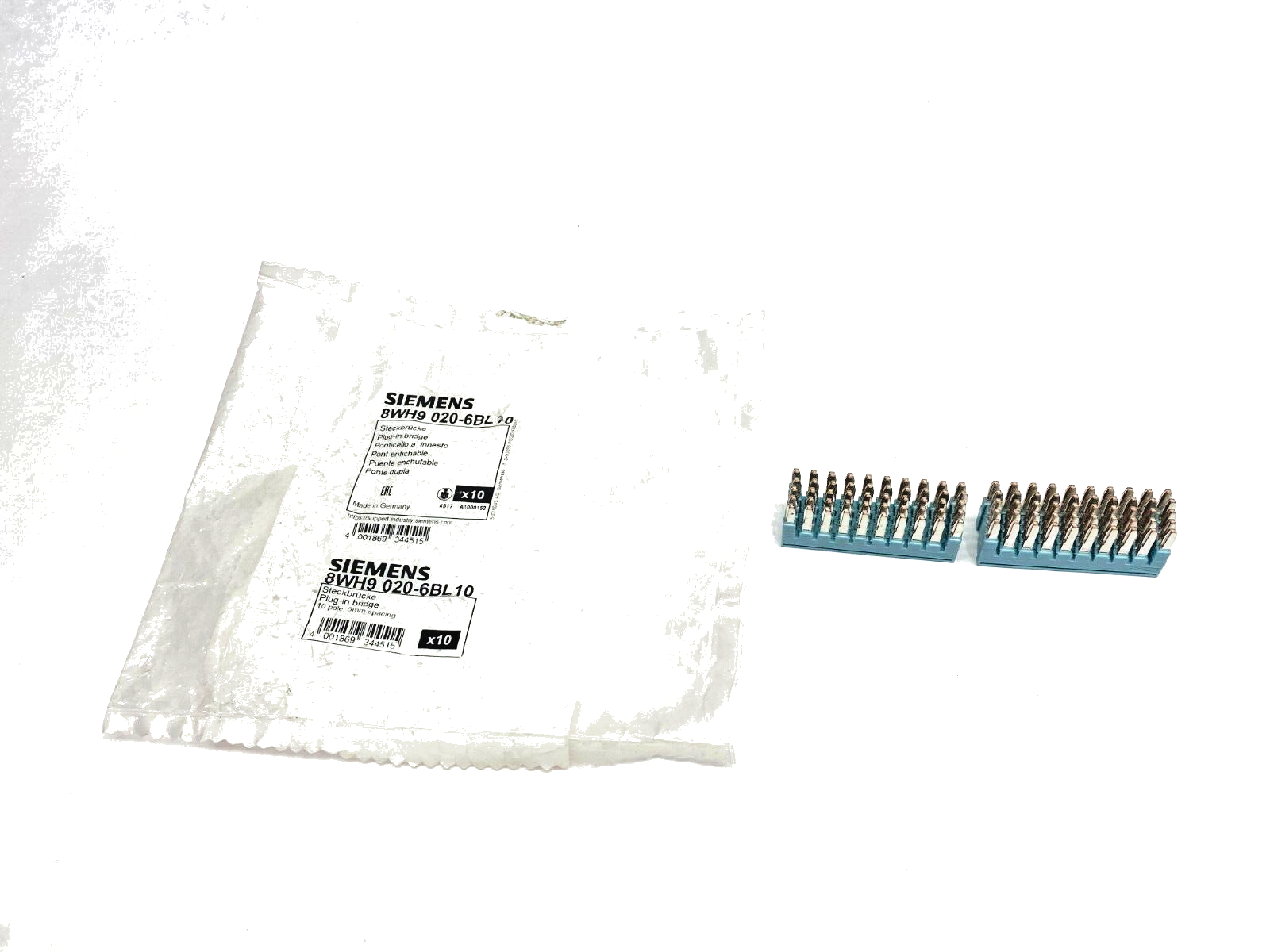 Siemens 8WH9020-6BL10 Plug-In Bridge Jumper Bar 10-Pole 5mm Space PKG OF 10 - Maverick Industrial Sales