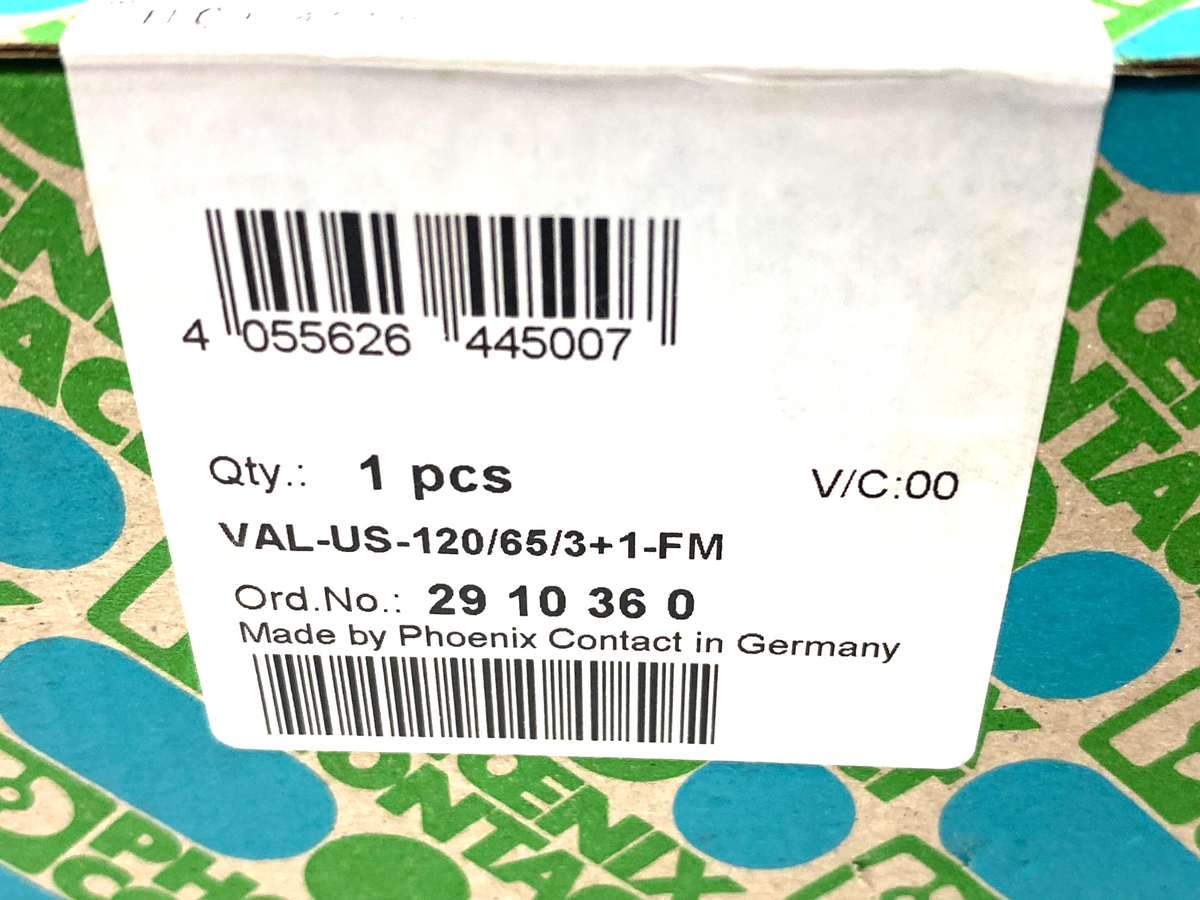 VAL-US-120/65/3+1-FM,2910360 | Phoenix Contact VAL-US-120/65/3+1-FM Surge Protection Device 4-Channel 2910360 - New - Maverick Industrial Sales