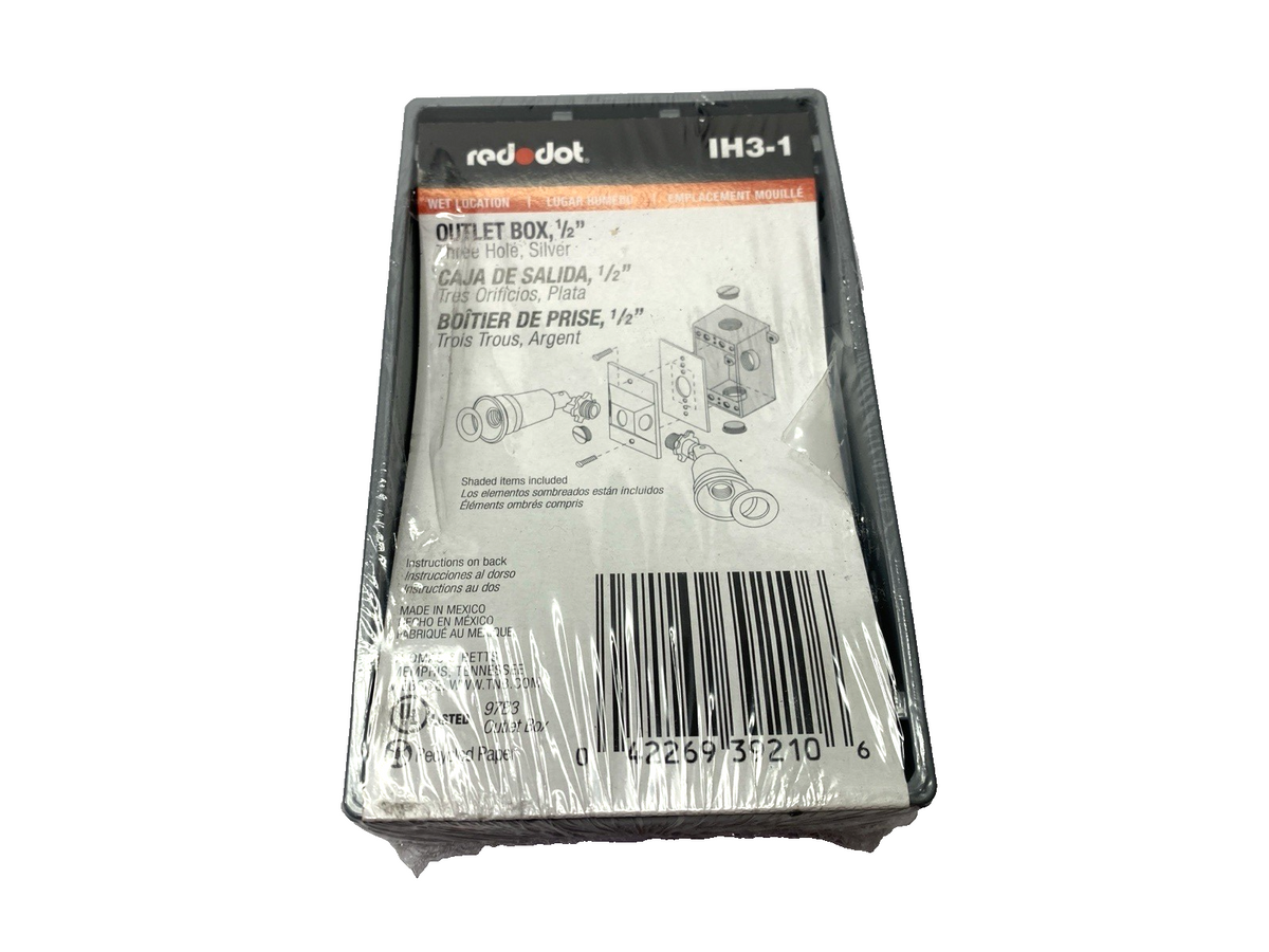 Red Dot IH3-1 Weatherproof Box 1/2", Three Hole, Silver, Aluminum, LOT OF 2 - Maverick Industrial Sales