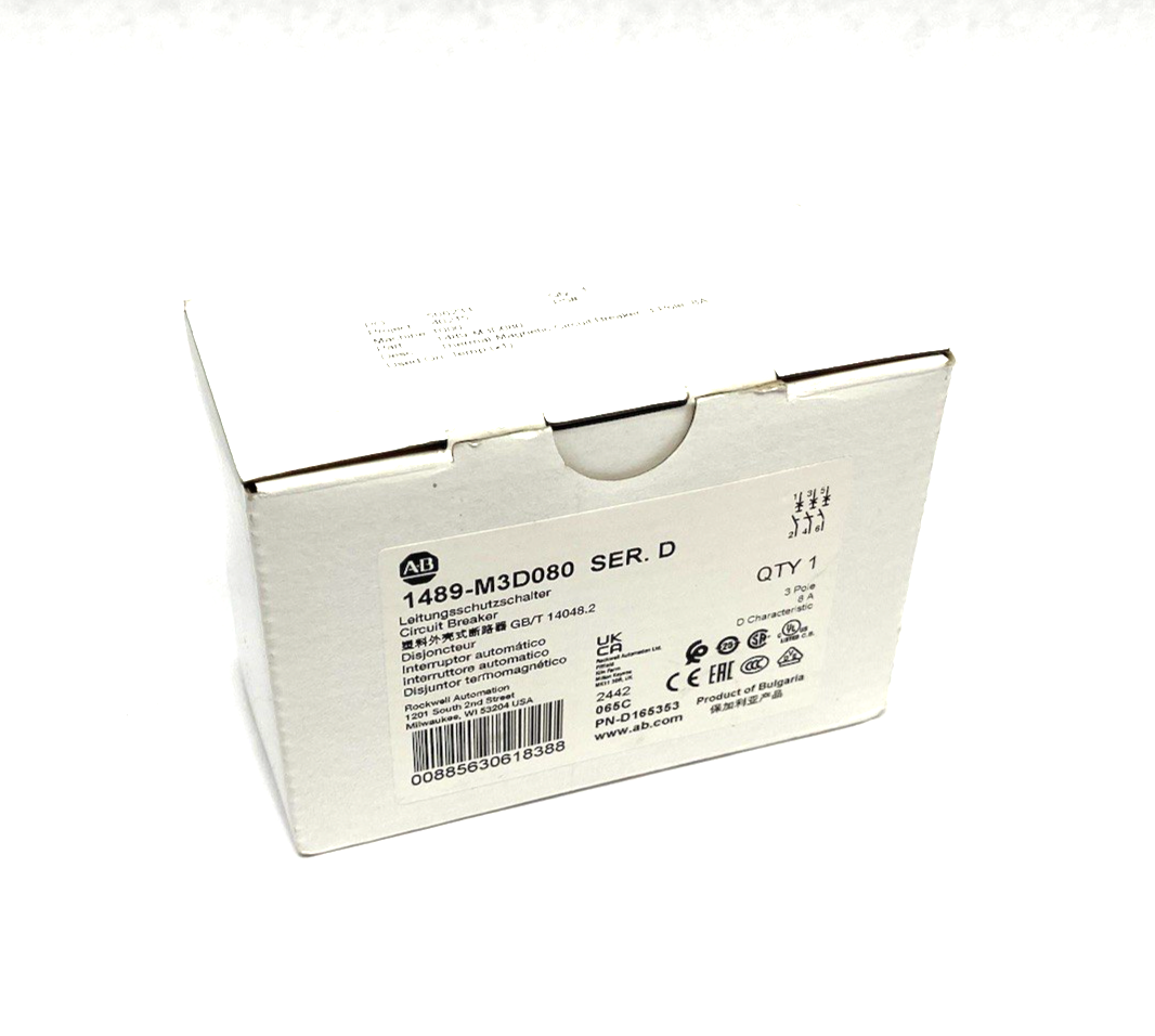 1489-M3D080 | Allen Bradley Ser. D Circuit Breaker 3-Pole 8A - New Other - Maverick Industrial Sales