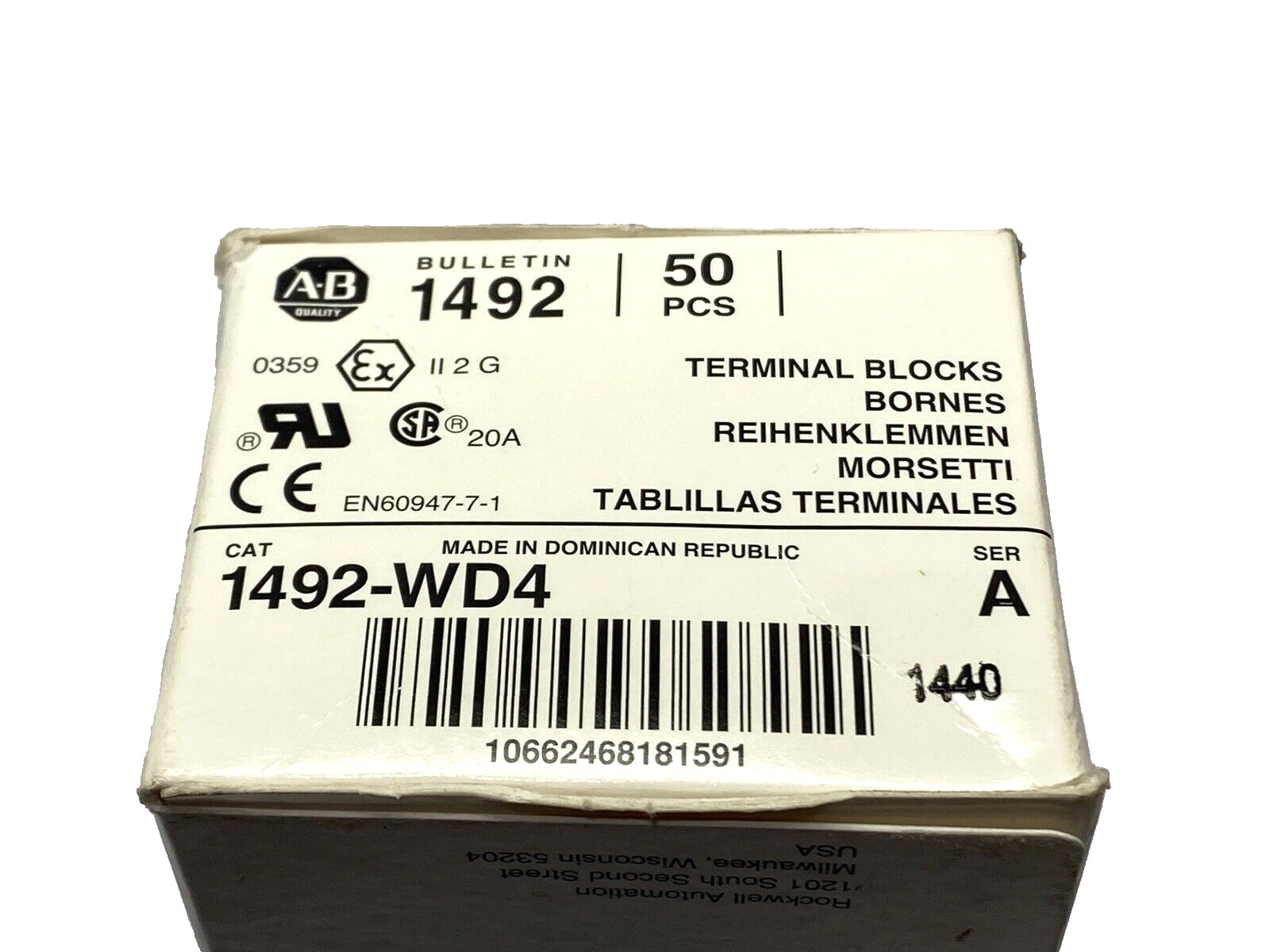 Allen Bradley 1492-WD4 Ser. A Terminal Block 4 Square mm 300V LOT OF 7 - Maverick Industrial Sales