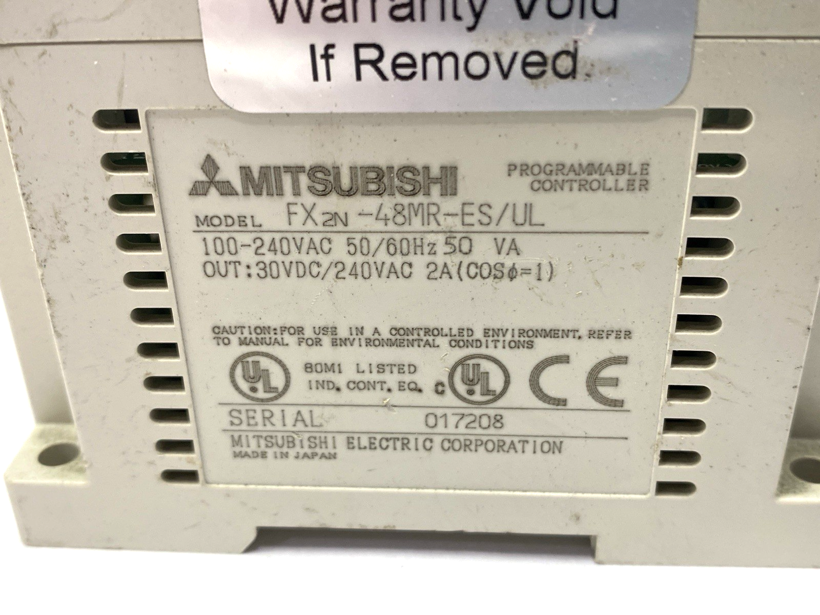 FX2N-48MR-ES/UL | Mitsubishi MELSEC Digital Input Output Module MISSING COVERS - Used - Maverick Industrial Sales