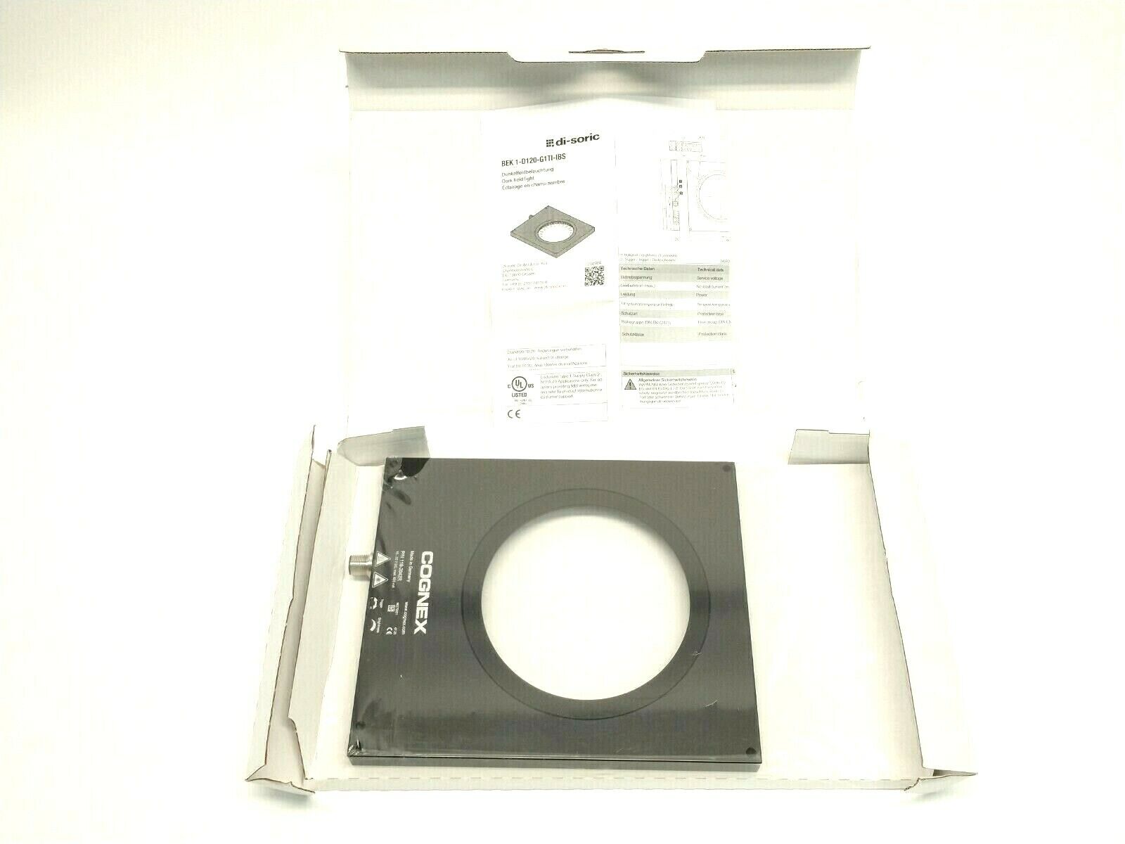 Di-Soric BEK 1-D120-G1TI-IBS Red LED Dark Field Light Cognex 119-2042R 10-35VDC - Maverick Industrial Sales