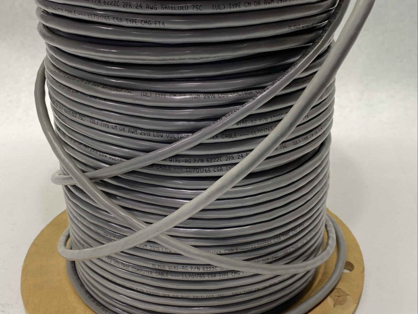 Alpha Wire 6222C Communication And Control Cable 2/PR 24AWG PVC Gray 650FT Spool - Maverick Industrial Sales