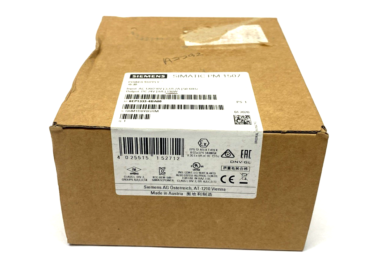 Siemens 6EP1333-4BA00 Power Supply 120/230V 3.7/1.7A 24VDC 8A 190W - Maverick Industrial Sales