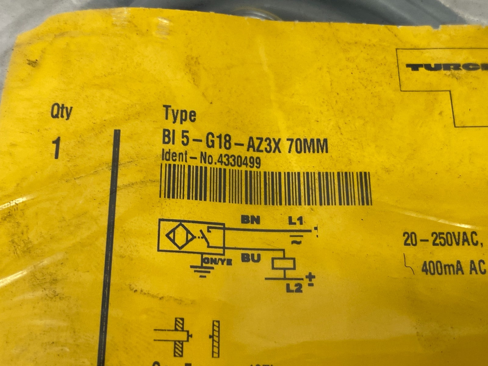 Turck BI 5-G18-AZ3X 70MM Inductive Proximity Sensor 5mm Sn 4330499 - Maverick Industrial Sales