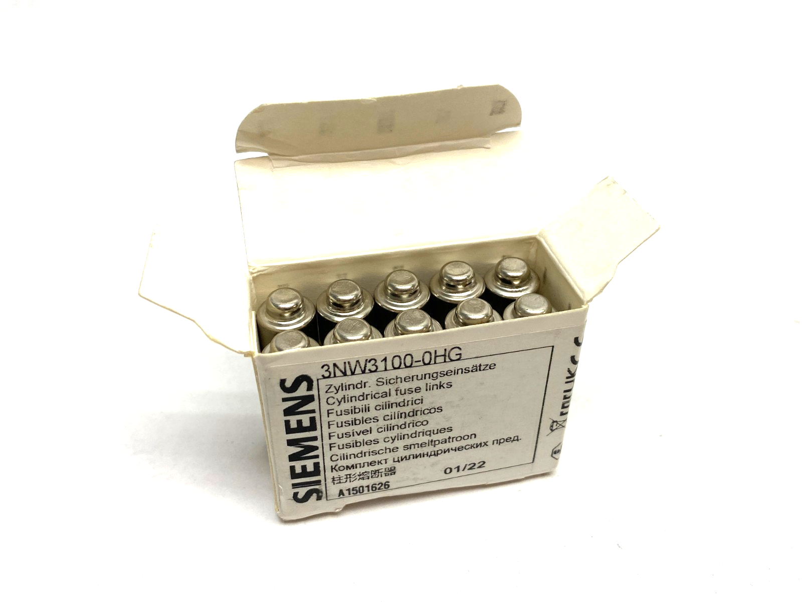 Siemens 3NW3100-0HG SENTRON Cylindrical Fuse Slow-Blow 10A, BOX OF 10 - Maverick Industrial Sales